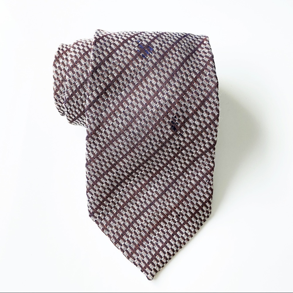 😊4/$20 Brown Distressed Striped Silk Wool Tie